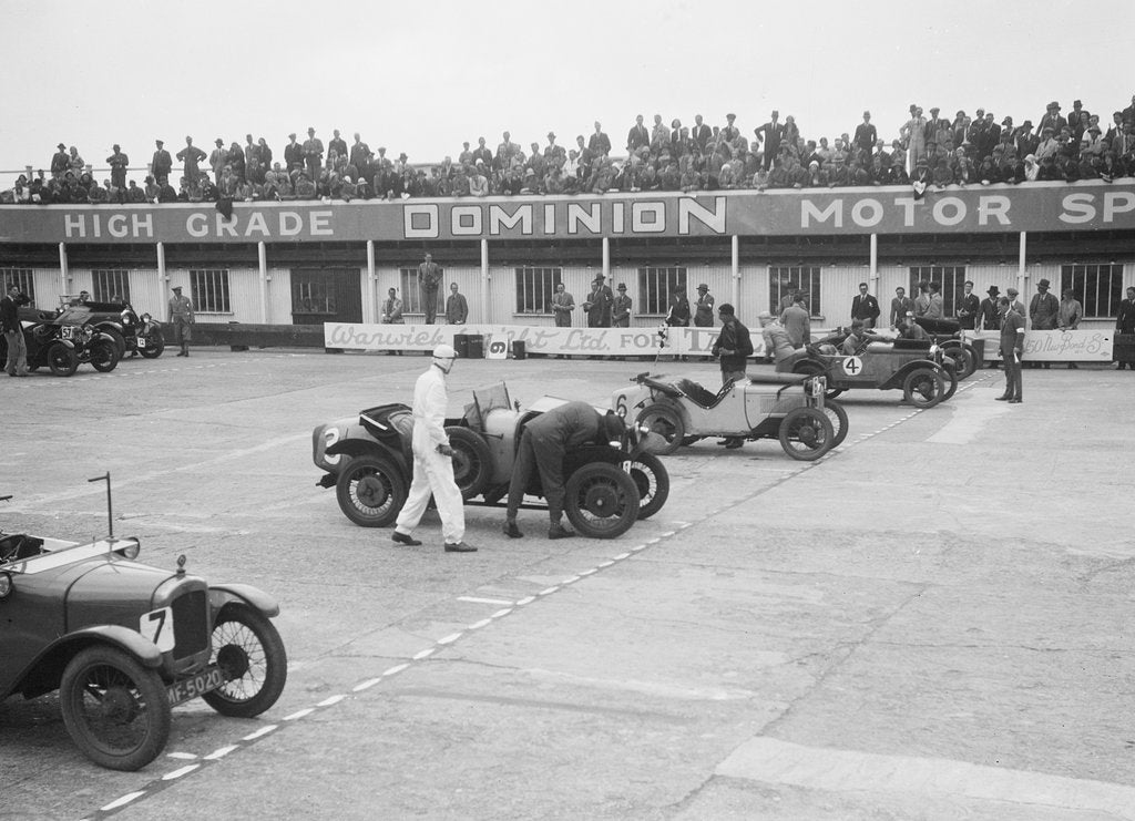 Detail of Cars on the start line at the JCC Members Day, Brooklands, 4 July 1931 by Bill Brunell