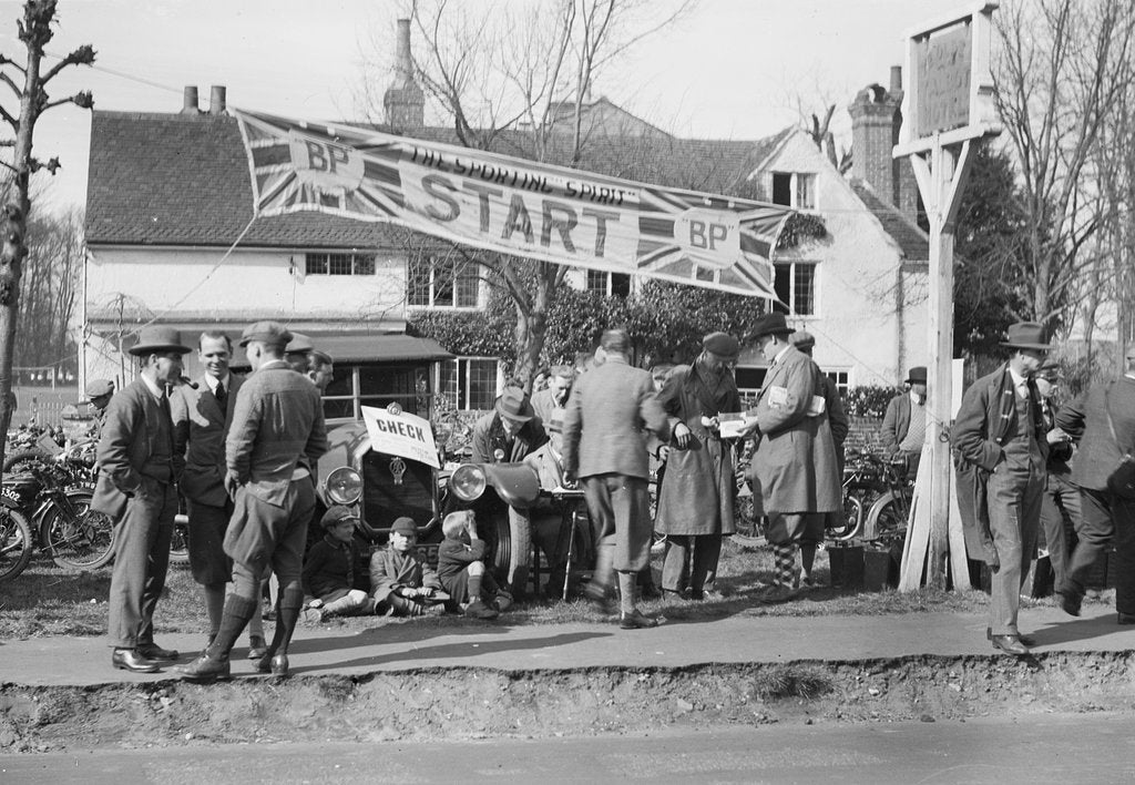 Detail of Start line for the Surbiton Motor Club Grand Cup, the Talbot Hotel, Ripley, Surrey, 1929 by Bill Brunell