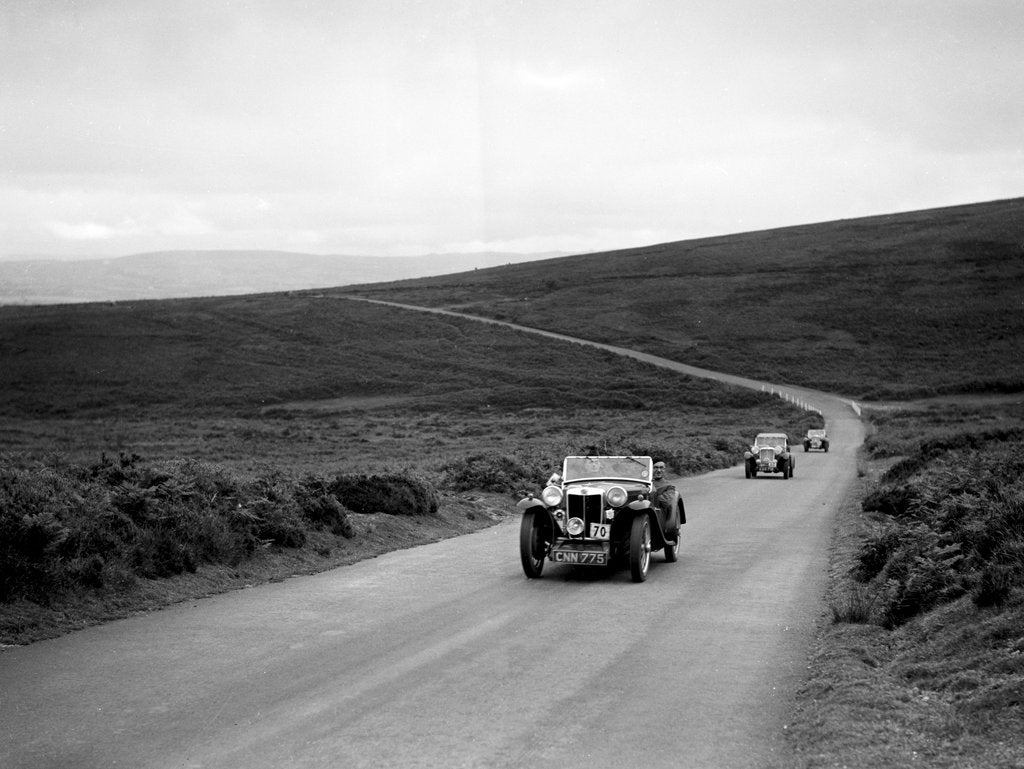 Detail of CH Richardson's MG PB ahead of a Singer B37 at the MCC Torquay Rally, July 1937 by Bill Brunell