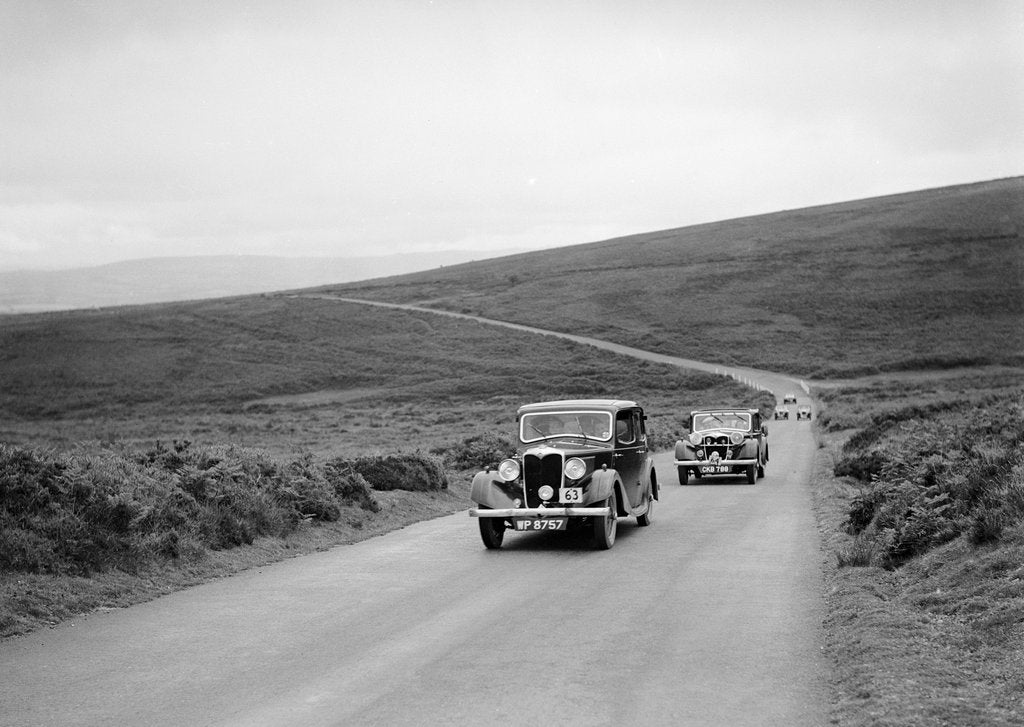 Detail of LA Forty's Riley Falcon ahead of J Boardman's Riley Kestrel at the MCC Torquay Rally, July 1937 by Bill Brunell
