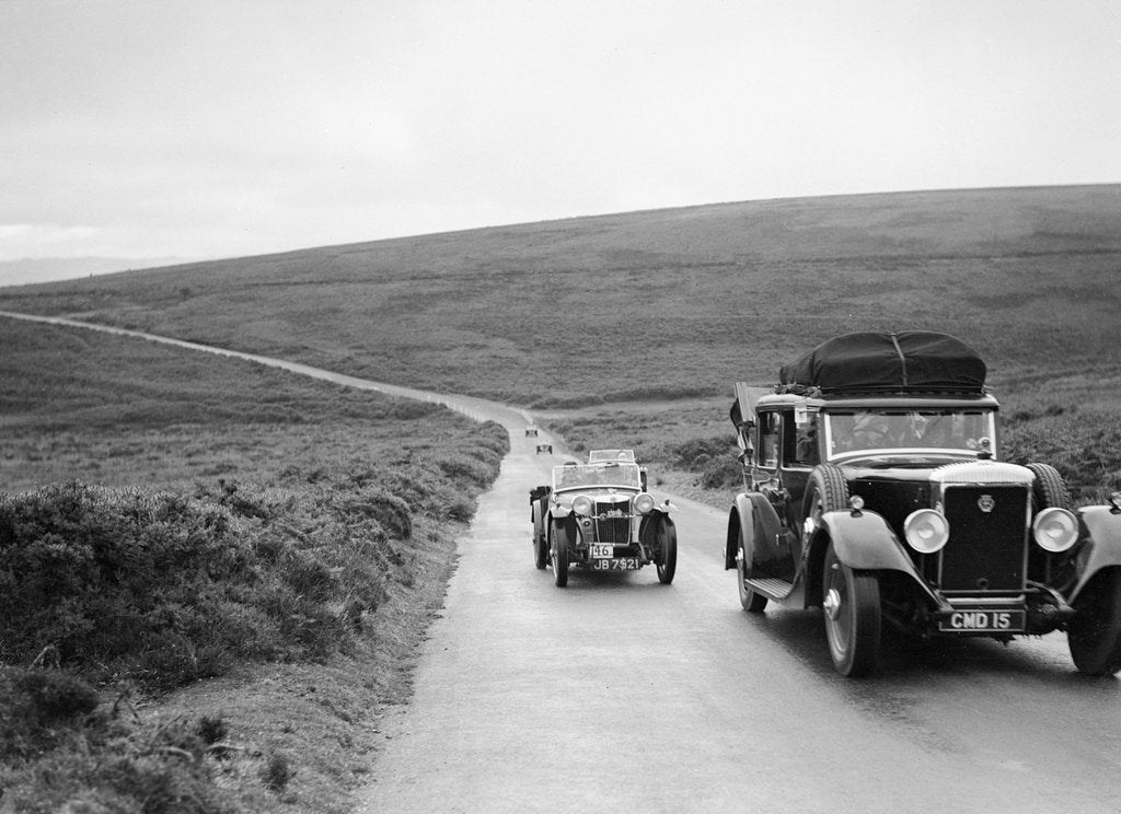 Detail of Cream Cracker Team MG PB of CAN May passing a Daimler at the MCC Torquay Rally, July 1937 by Bill Brunell