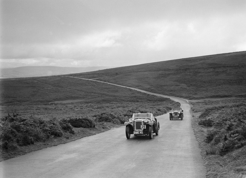 Detail of Austin 7 AEW of AL Chard ahead of FG Cornish's MG TA at the MCC Torquay Rally, July 1937 by Bill Brunell