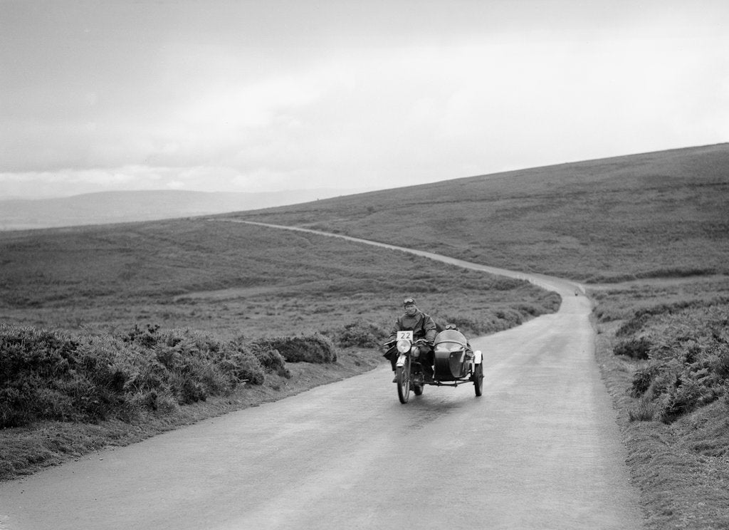 Detail of 490 cc Norton and sidecar of CF Crossby, winner of a silver award, MCC Torquay Rally, July 1937 by Bill Brunell