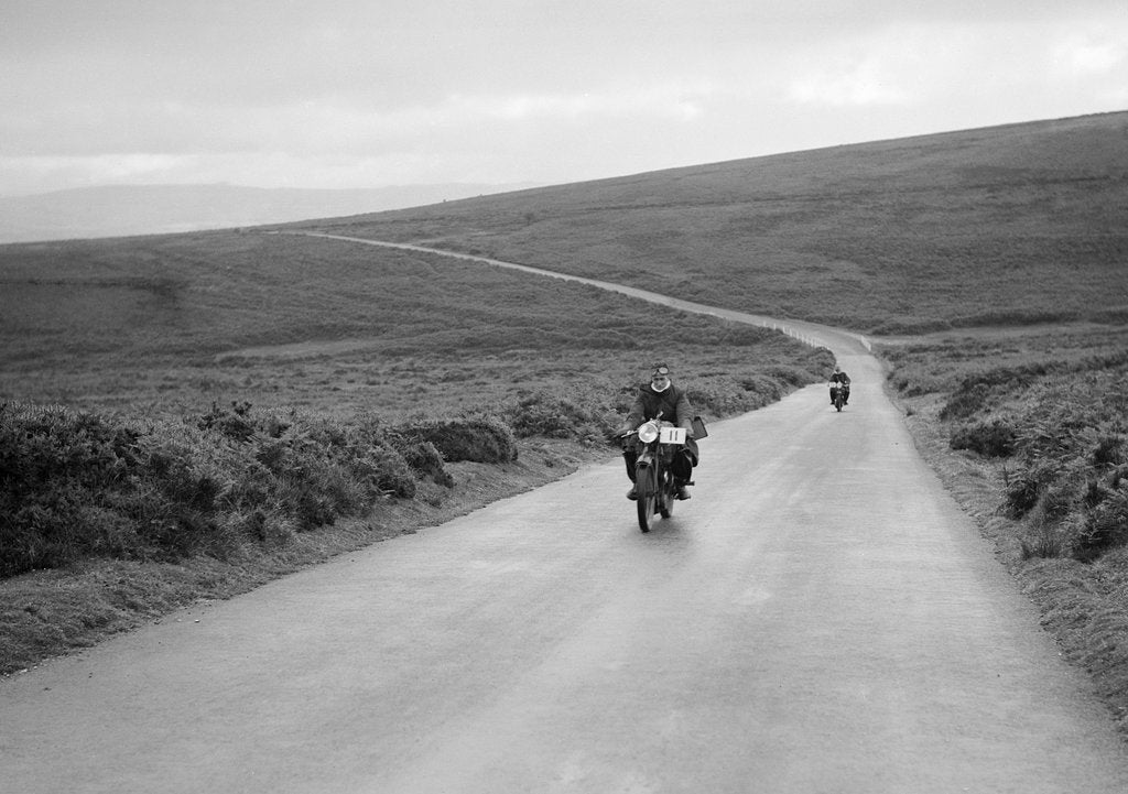 Detail of 348 cc Velocette of GG Murdoch competing in the MCC Torquay Rally, July 1937 by Bill Brunell