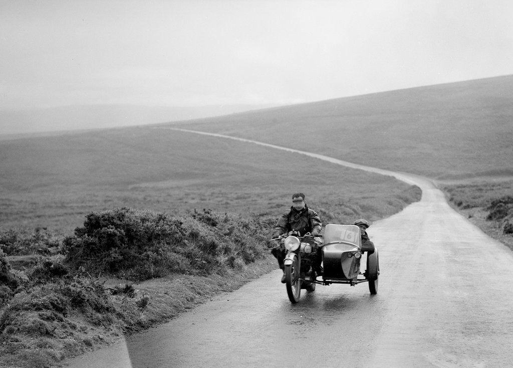Detail of 490 cc Norton and sidecar of FW Osborne, winner of a silver award, MCC Torquay Rally, July 1937 by Bill Brunell