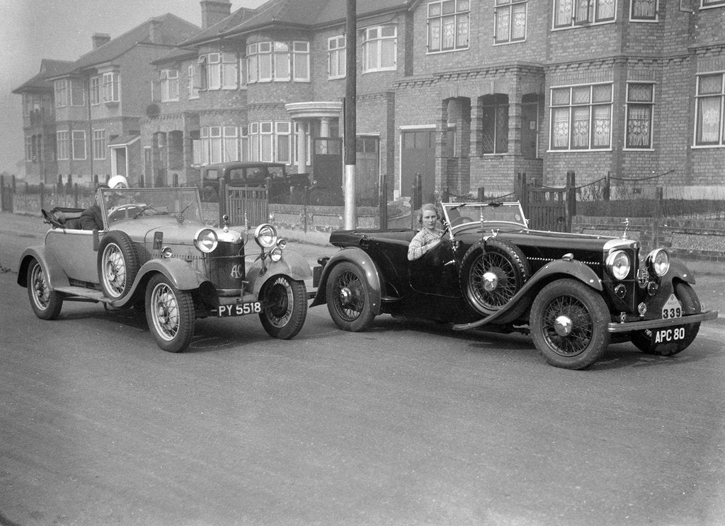 Detail of SA Roebuck's AC Open 2-seat tourer and Kitty Brunell's winning AC 4-seater tourer, RAC Rally, 1933 by Bill Brunell
