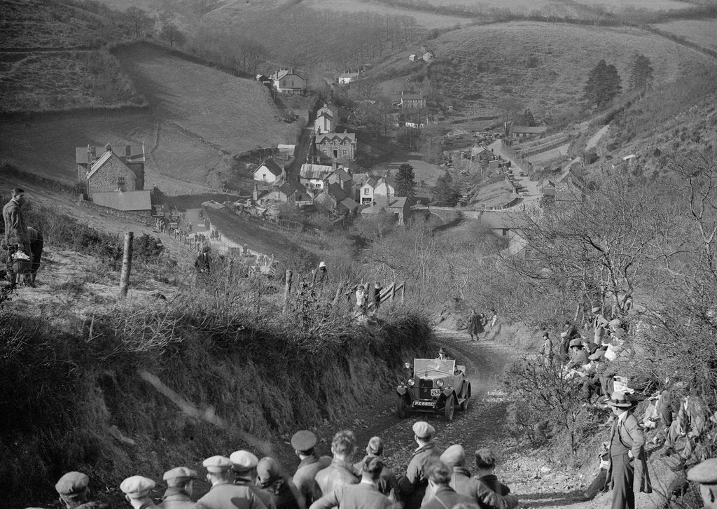 Detail of Riley Tourer competing in the MCC Lands End Trial, Beggars Roost, Devon, 1928 or 1929 by Bill Brunell