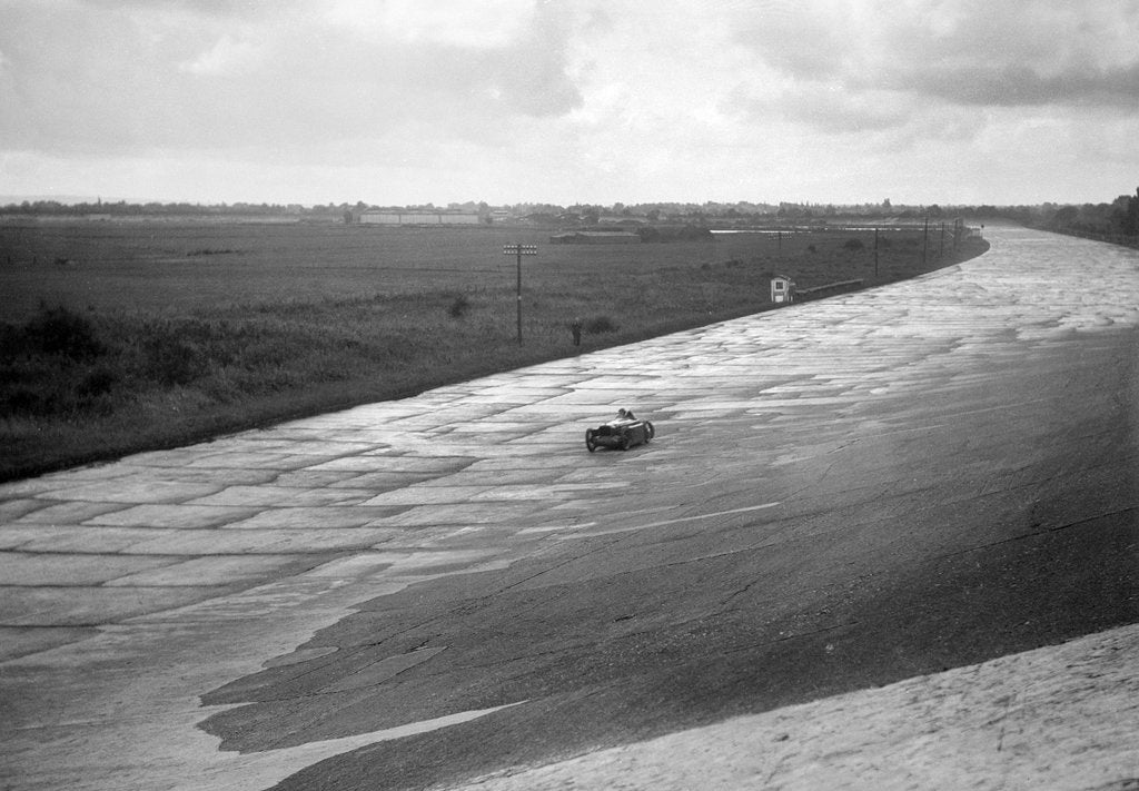 Detail of Leon Cushman's Austin 7 racer making a speed record attempt, Brooklands, 8 August 1931 by Bill Brunell