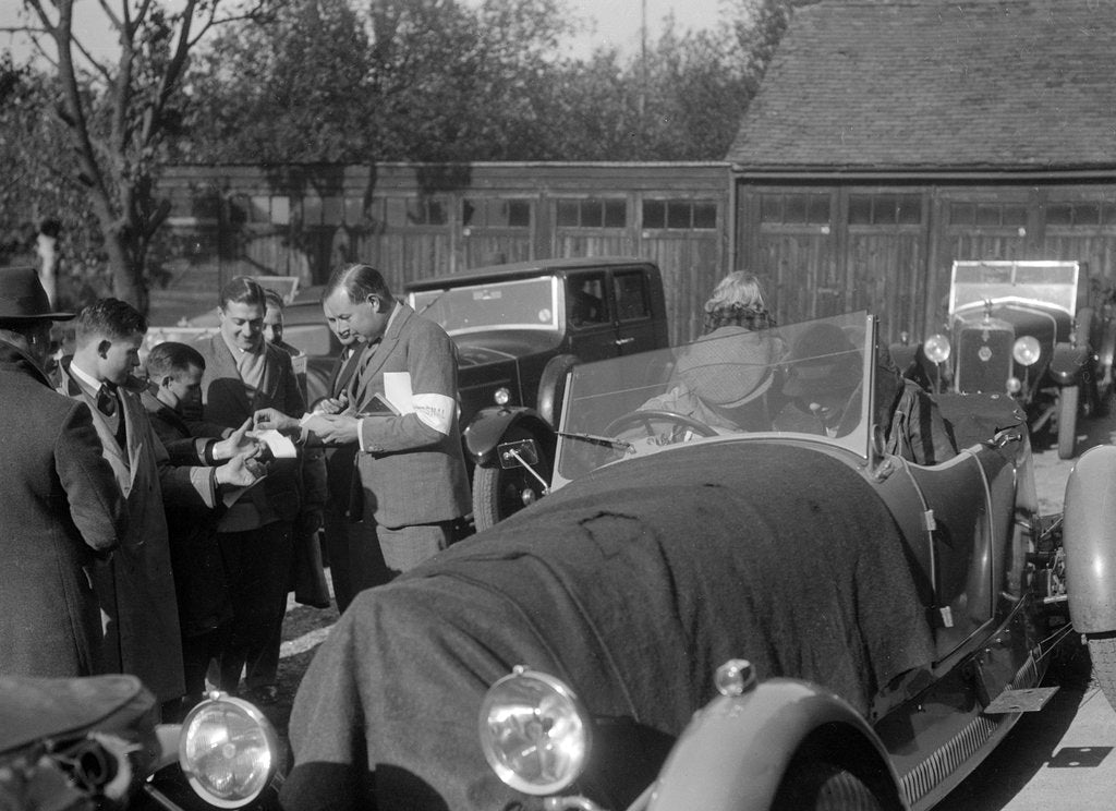 Detail of Bugatti Type 43 taking part in the Bugatti Owners Club car teasure hunt, 25 October 1931 by Bill Brunell