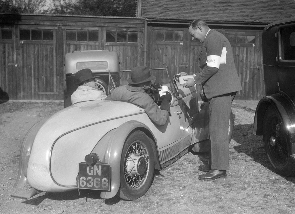Detail of Wolseley Hornet with Swallow body at the Bugatti Owners Club car treasure hunt, 25 October 1931 by Bill Brunell