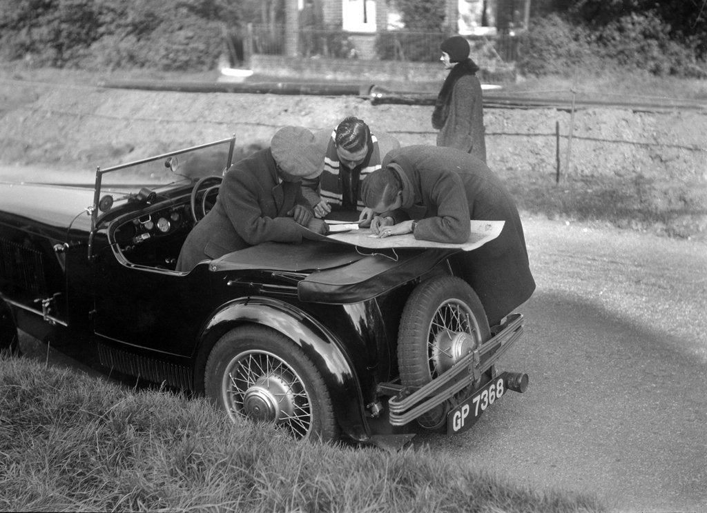 Detail of Wolseley Hornet taking part in the Bugatti Owners Club car treasure hunt, 25 October 1931 by Bill Brunell