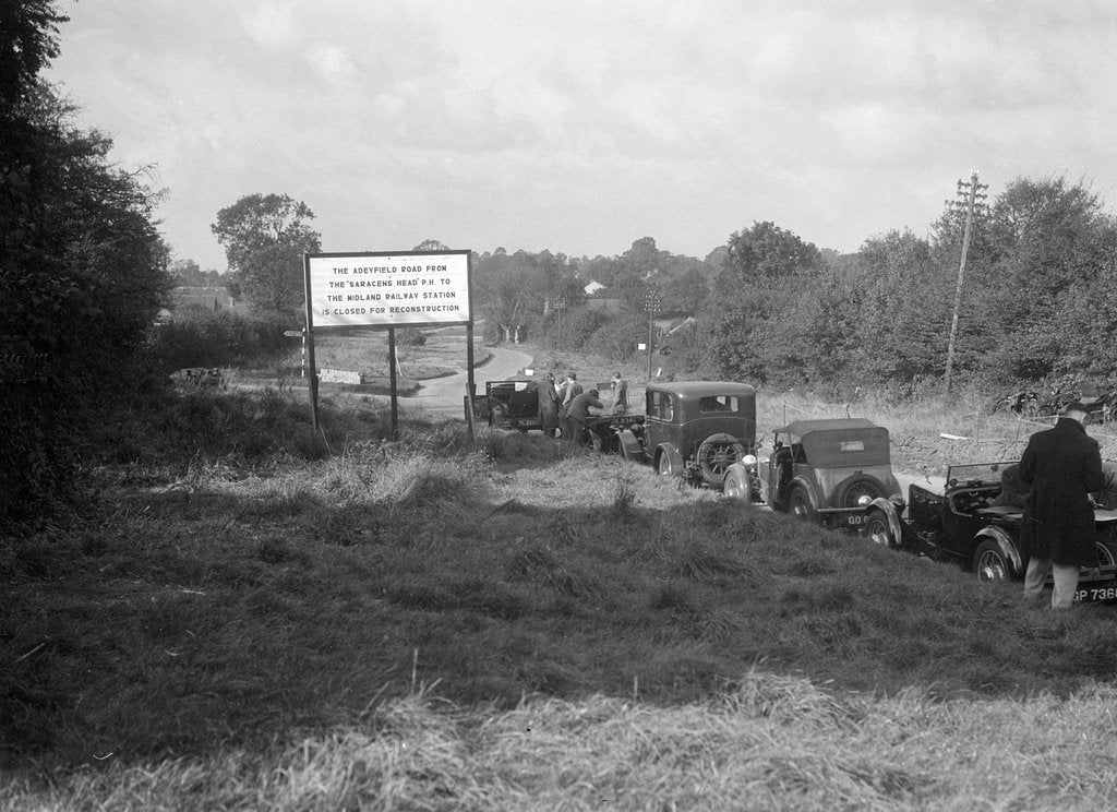 Detail of Cars taking part in the Bugatti Owners Club car treasure hunt, 25 October 1931 by Bill Brunell