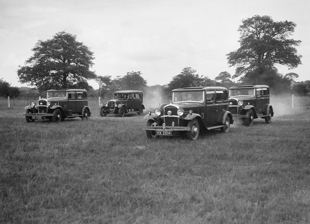 Detail of Three Singer Super Sixes and a Singer Senior at the Bugatti Owners Club gymkhana, 5 July 1931 by Bill Brunell