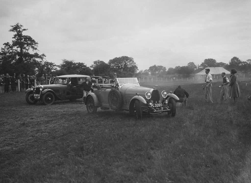 Detail of Bugatti Type 44 and Alvis FWD taking part in the Bugatti Owners Club gymkhana, 5 July 1931 by Bill Brunell