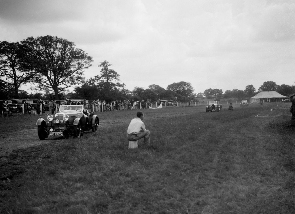 Detail of Aston Martin and Bugatti Type 43s taking part in the Bugatti Owners Club gymkhana, 5 July 1931 by Bill Brunell