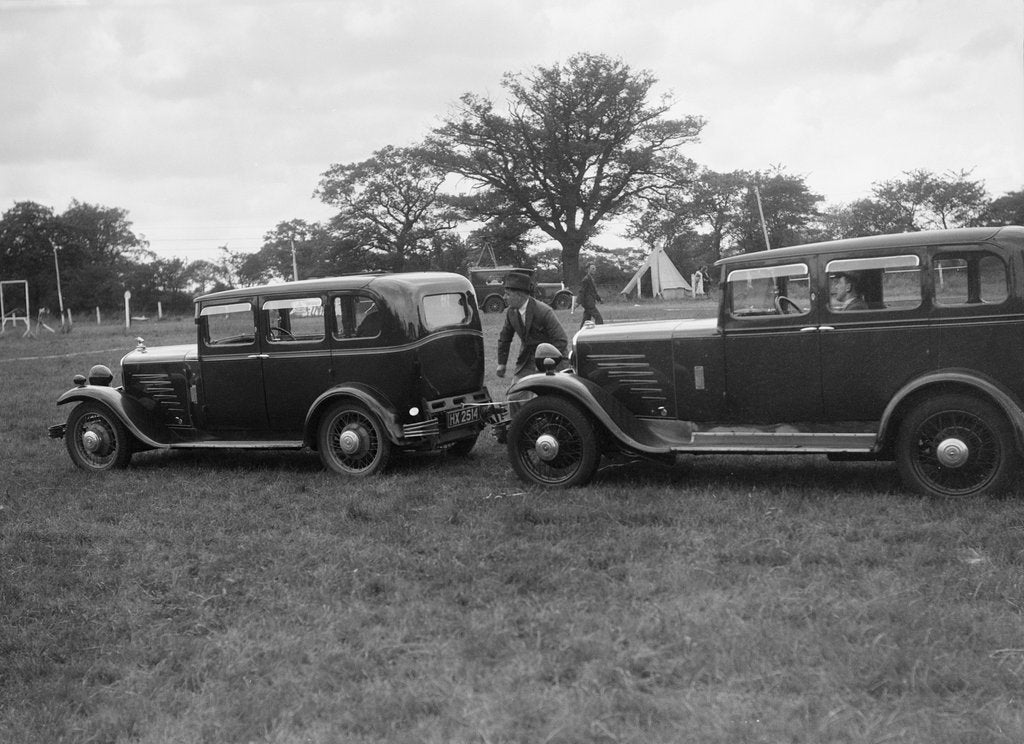 Detail of Two Singer Super Sixes at the Bugatti Owners Club gymkhana, 5 July 1931 by Bill Brunell