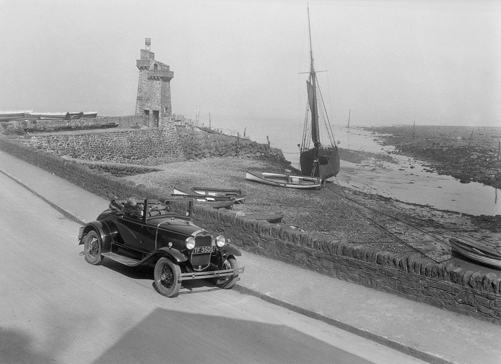 Detail of Kitty Brunell's 1930 Ford Model A 2-seater, Lynmouth harbour, Devon, 1931 by Bill Brunell