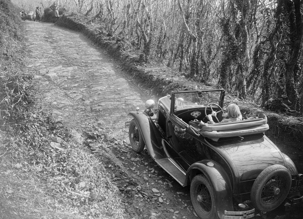 Detail of Kitty Brunell driving a 1930 Ford Model A 2-seater, 1931 by Bill Brunell