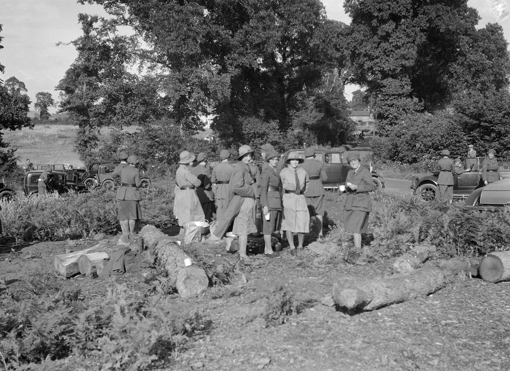 Detail of Women at a First Aid Nursing Yeomanry (FANY) trial or rally, 1931. by Bill Brunell