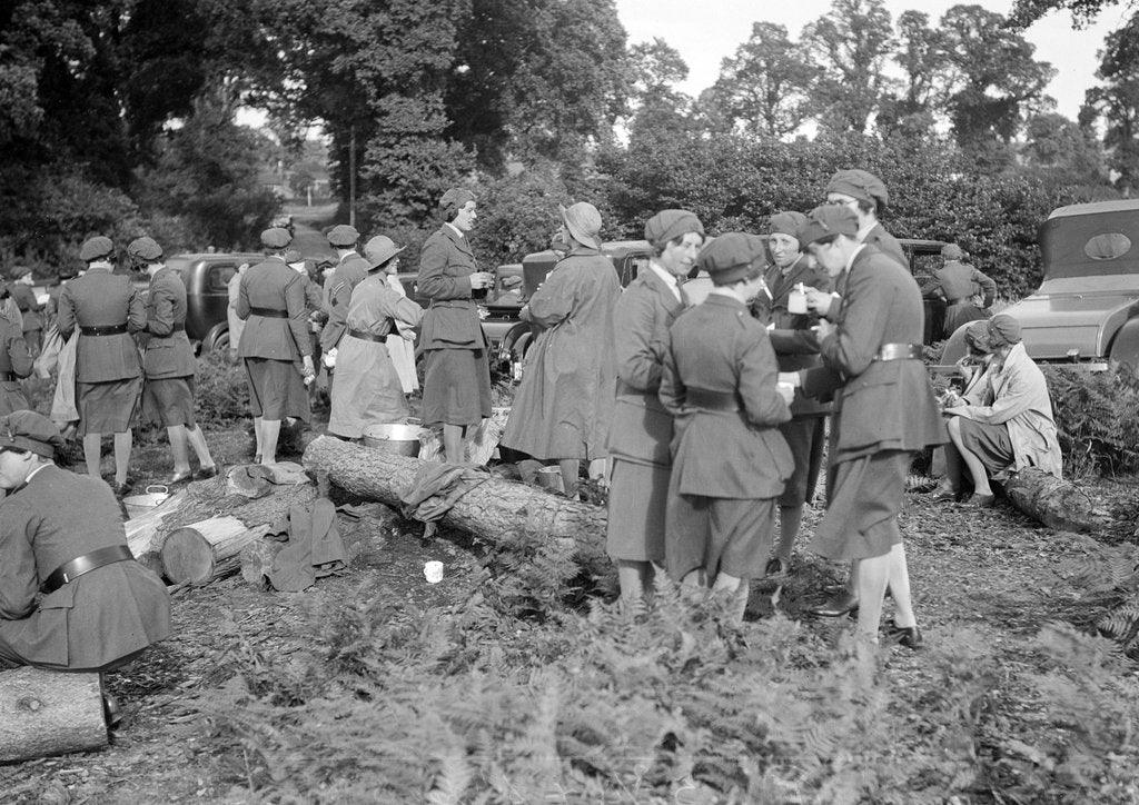 Detail of Women at a First Aid Nursing Yeomanry (FANY) trial or rally, 1931. by Bill Brunell