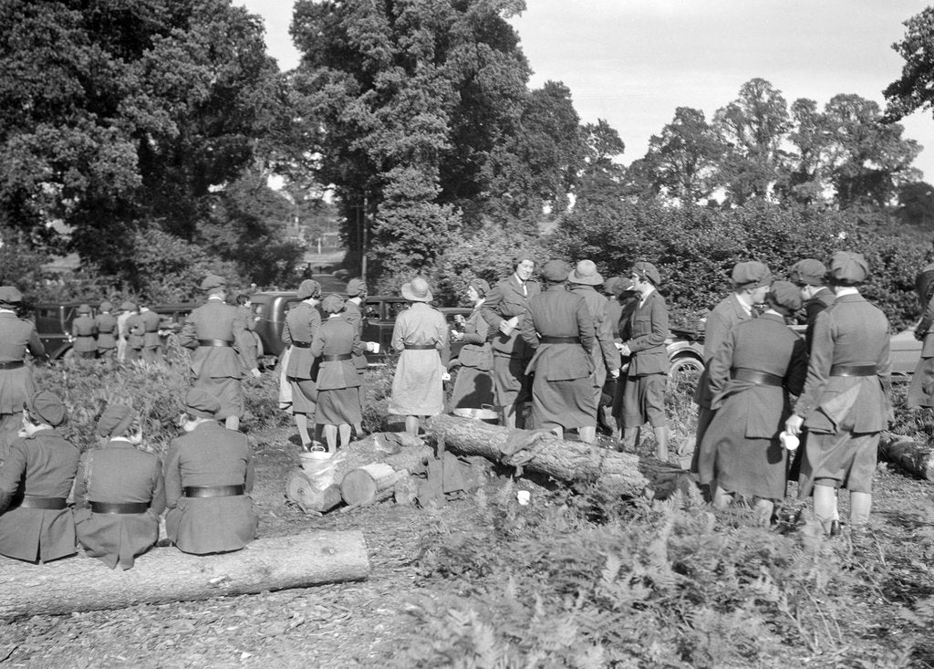 Detail of Women at a First Aid Nursing Yeomanry (FANY) trial or rally, 1931. by Bill Brunell