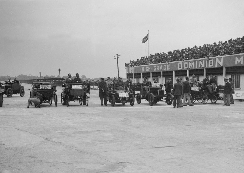 Detail of Cars competing in the BARC Daily Sketch Old Crocks Race, Brooklands, 1931 by Bill Brunell