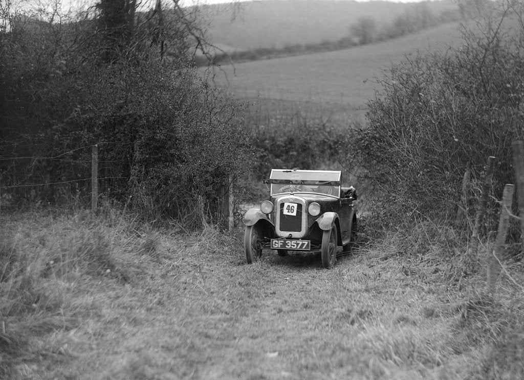 Detail of Austin Chummy of J Dyson-Taylor competing in the Inter-Varsity Trial, November 1931 by Bill Brunell