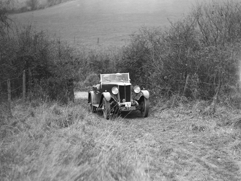 Detail of AL Watson's MG 18/80 with sports body competing in the Inter-Varsity Trial, November 1931 by Bill Brunell