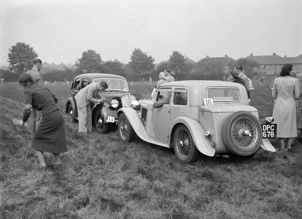 Detail of Standard SS II and Standard Flying Twelve at the Standard Car Owners Club Gymkhana, 8 May 1938 by Bill Brunell