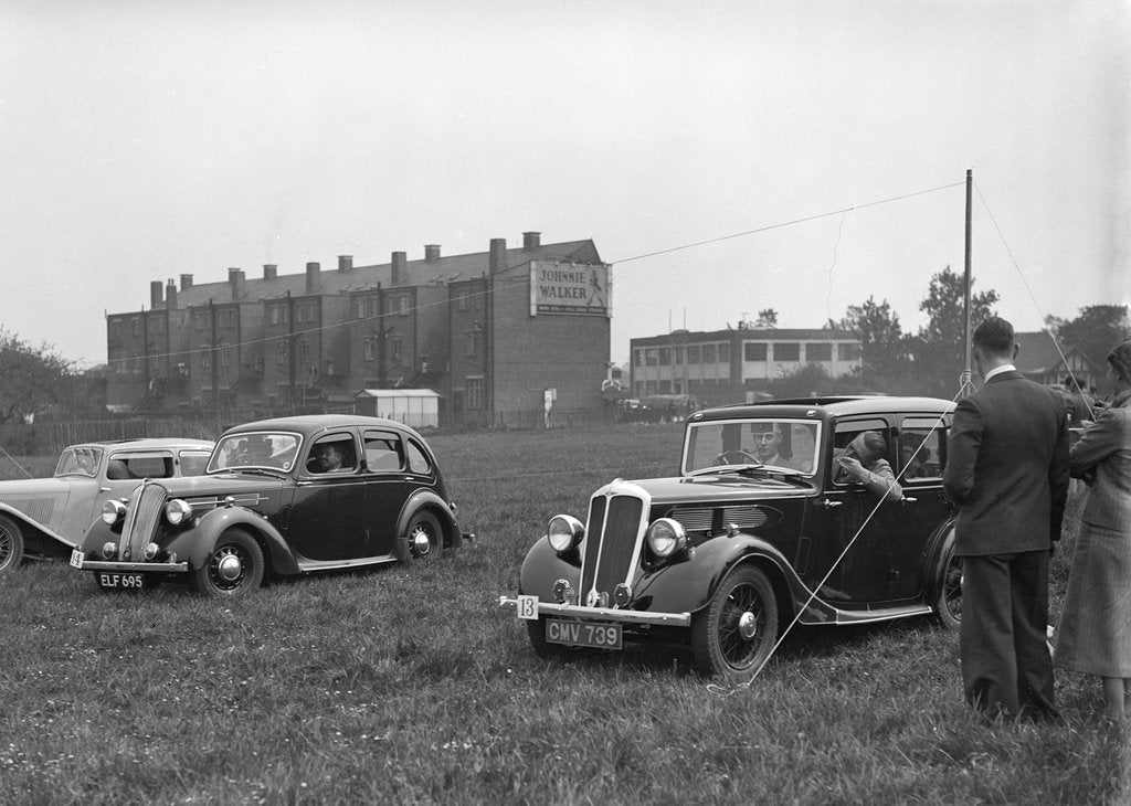 Detail of Standard SS I, Flying Twelve and Twelve at the Standard Car Owners Club Gymkhana, 8 May 1938 by Bill Brunell