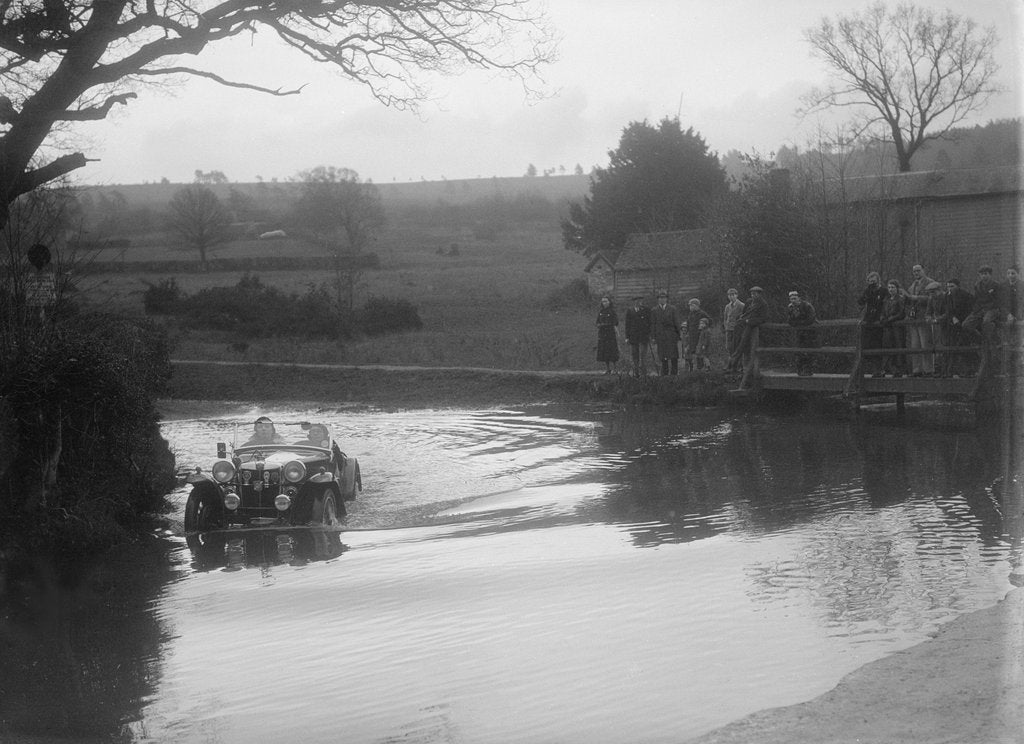 Detail of MG PA driving through a ford during a motoring trial, 1936 by Bill Brunell