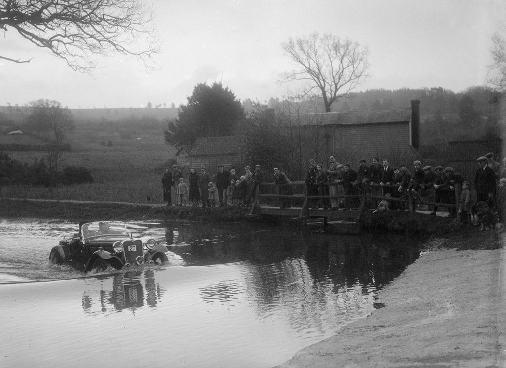 Detail of 972 cc Singer Le Mans driving through a ford during a motoring trial, 1936 by Bill Brunell