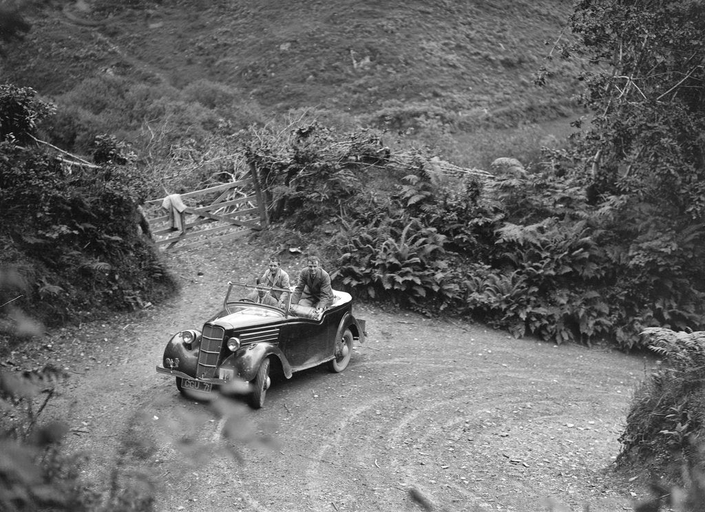 Detail of 1935 Ford Ten tourer taking part in a motoring trial, late 1930s by Bill Brunell