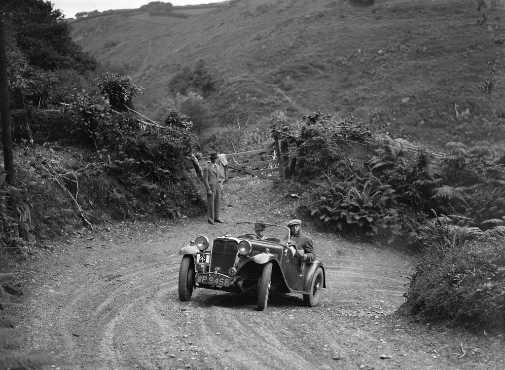 Detail of 1935 Singer Le Mans 2-seater taking part in a motoring trial, late 1930s by Bill Brunell