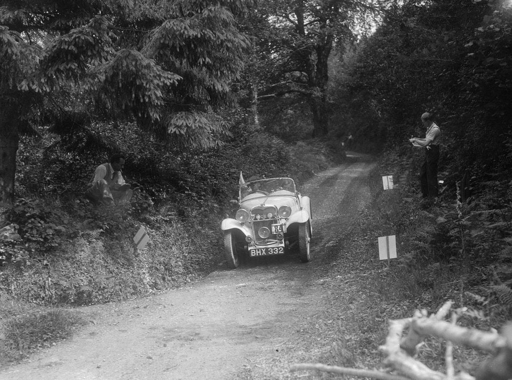 Detail of 1934 Singer Le Mans of the Candidi Provocatores team taking part in a motoring trial, late 1930s by Bill Brunell