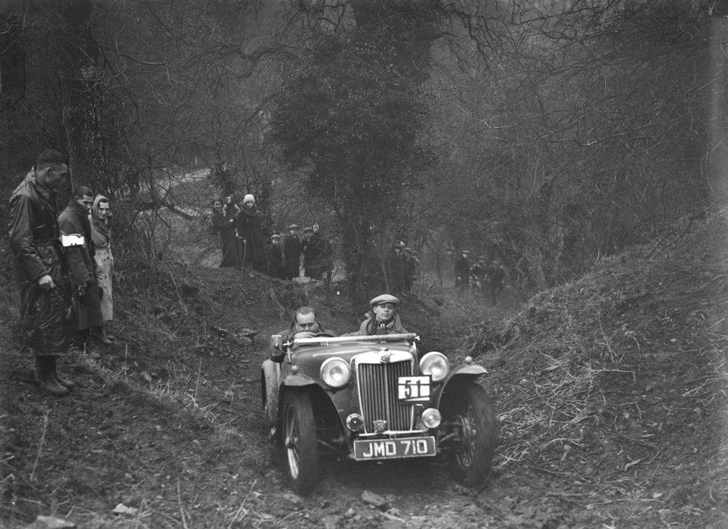 Detail of 1938 MG TA taking part in the Petersfield Trial, 1938 by Bill Brunell