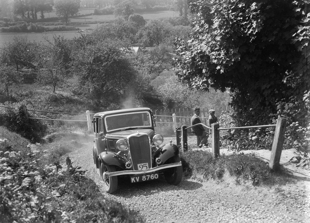 Detail of 1934 Singer saloon taking part in a West Hants Light Car Club Trial, Ibberton Hill, Dorset, 1930s by Bill Brunell