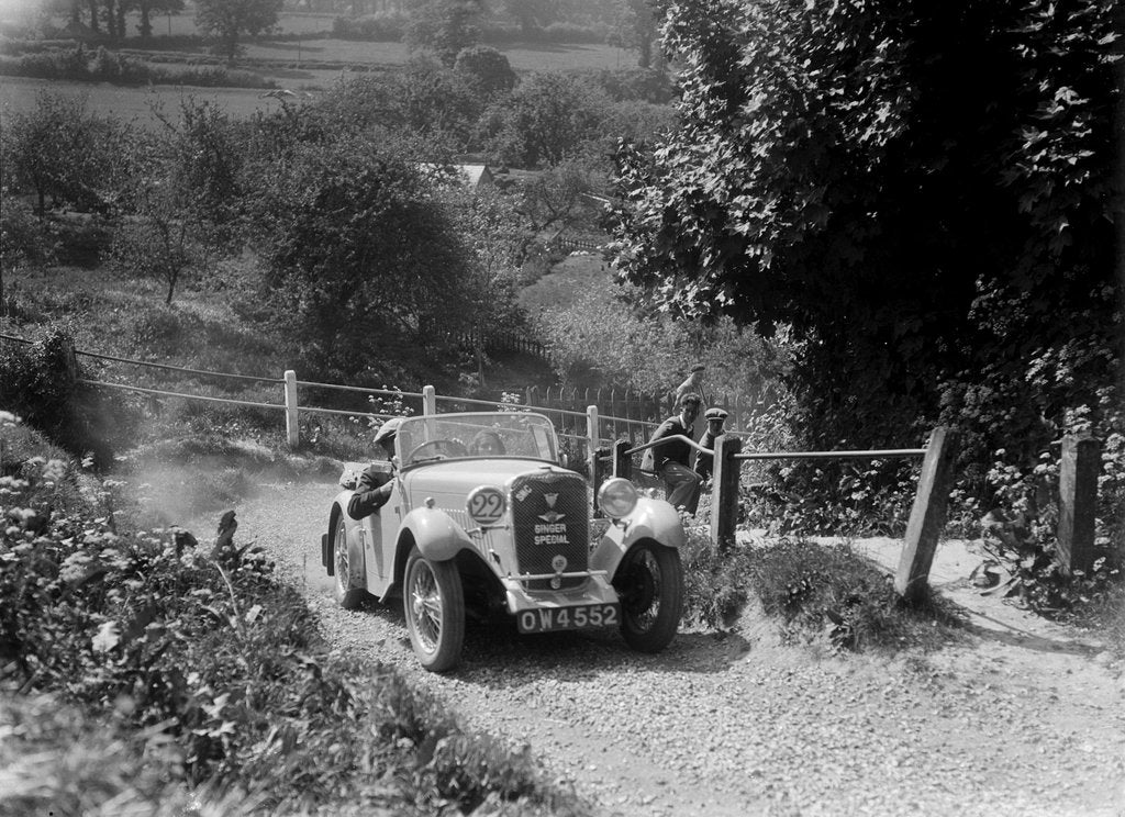 Detail of 1934 Singer Le Mans taking part in a West Hants Light Car Club Trial, Ibberton Hill, Dorset, 1930s by Bill Brunell