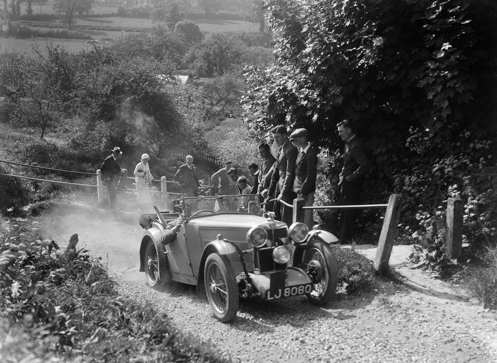 Detail of 1933 MG J1 taking part in a West Hants Light Car Club Trial, Ibberton Hill, Dorset, 1930s by Bill Brunell