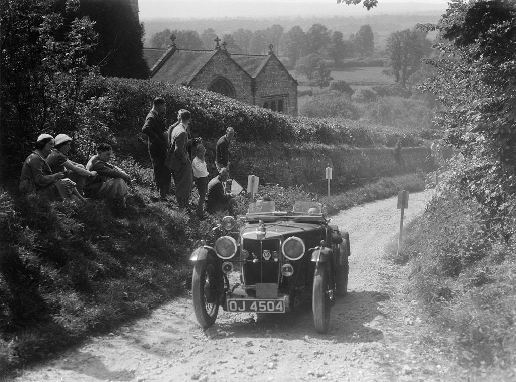 Detail of 1932 MG J2 Standard taking part in a West Hants Light Car Club Trial, Ibberton Hill, Dorset, 1930s by Bill Brunell