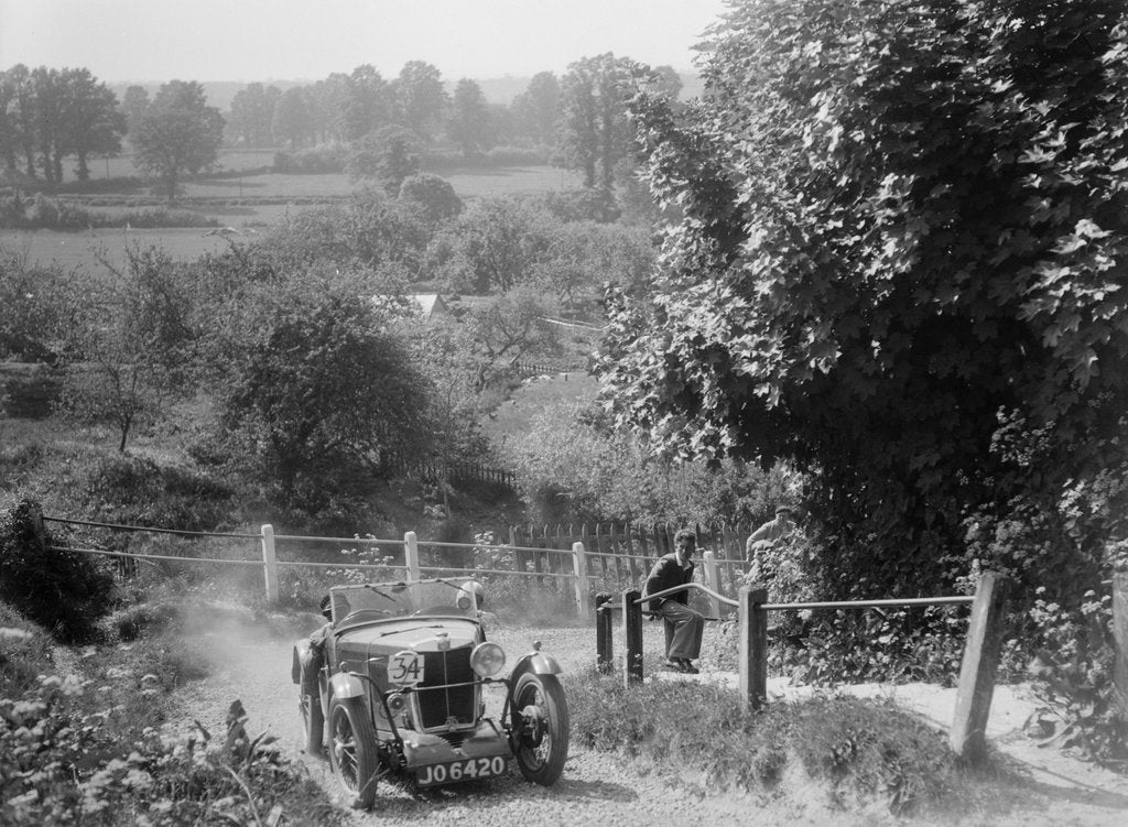 Detail of 1933 MG J2 Standard taking part in a West Hants Light Car Club Trial, Ibberton Hill, Dorset, 1930s by Bill Brunell