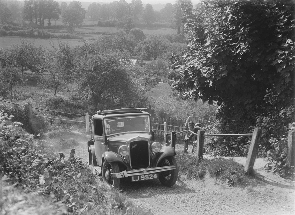 Detail of 1934 Austin Ten taking part in a West Hants Light Car Club Trial, Ibberton Hill, Dorset, 1930s by Bill Brunell
