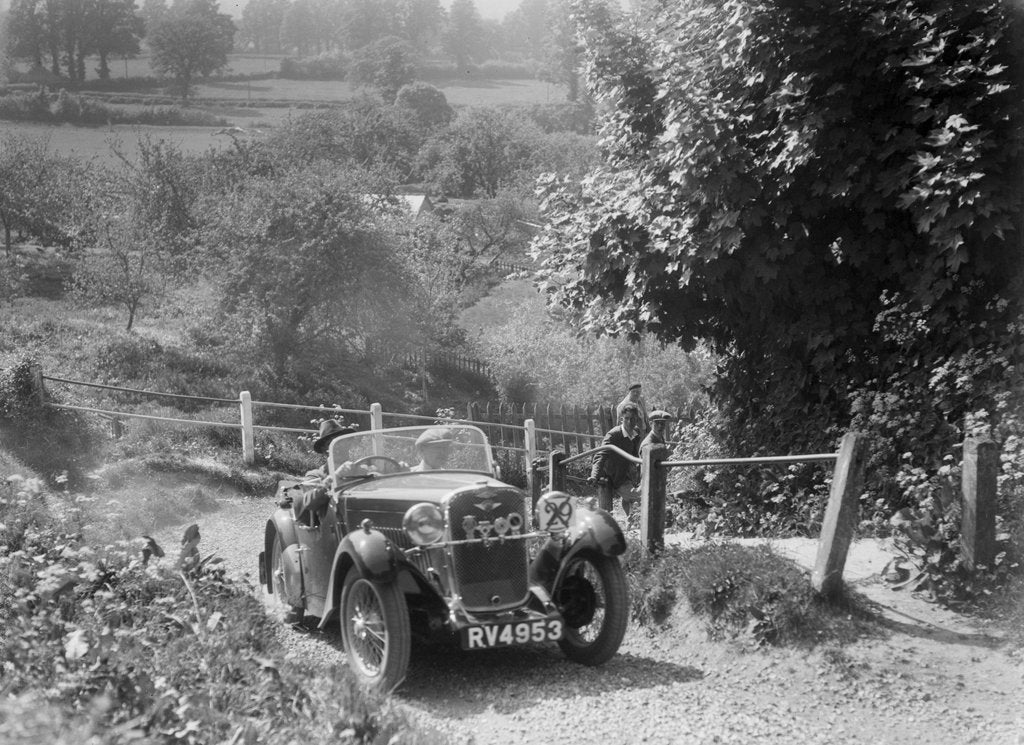 Detail of Singer open 2-seater taking part in a West Hants Light Car Club Trial, Ibberton Hill, Dorset, 1930s by Bill Brunell