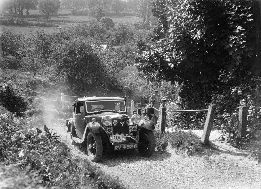 Detail of 1934 Riley Kestrel taking part in a West Hants Light Car Club Trial, Ibberton Hill, Dorset, 1930s by Bill Brunell