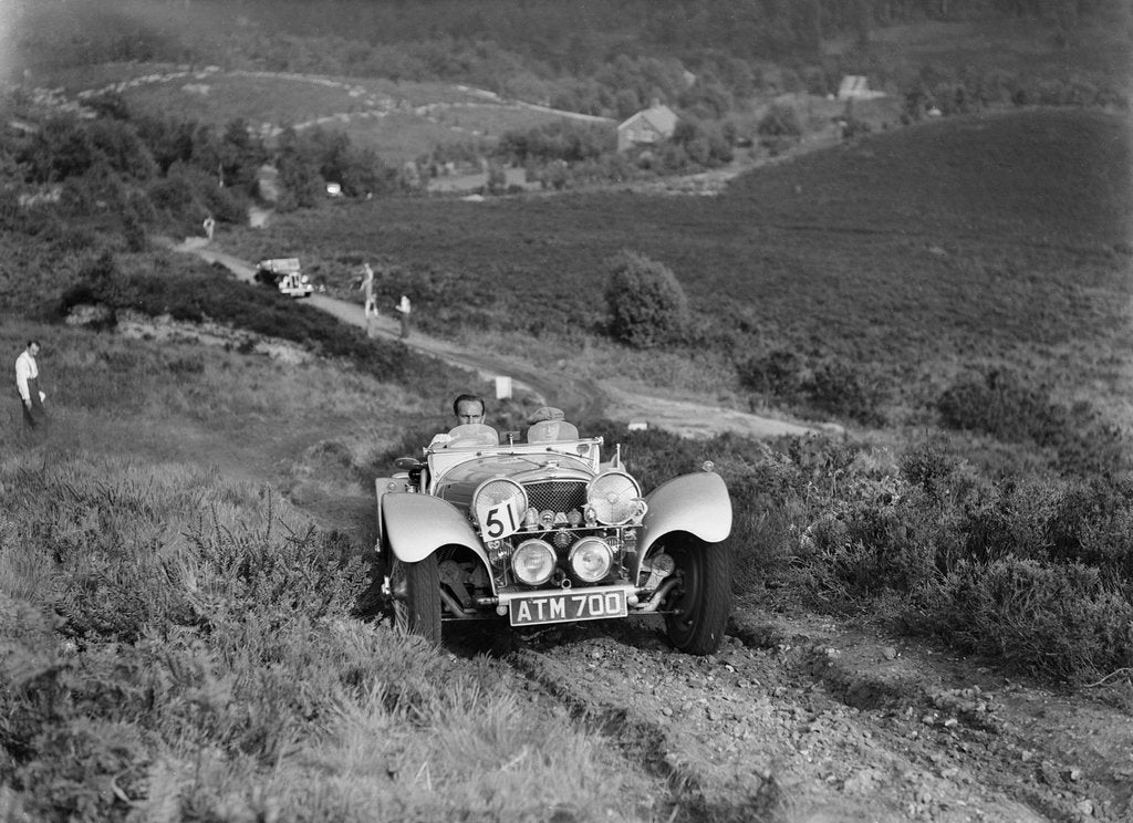 Detail of 1936 Jaguar SS100 taking part in the NWLMC Lawrence Cup Trial, 1937 by Bill Brunell