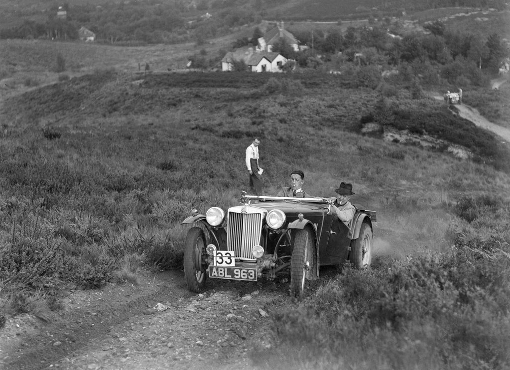 Detail of 1936 MG TA of the Three Musketeers team taking part in the NWLMC Lawrence Cup Trial, 1937 by Bill Brunell