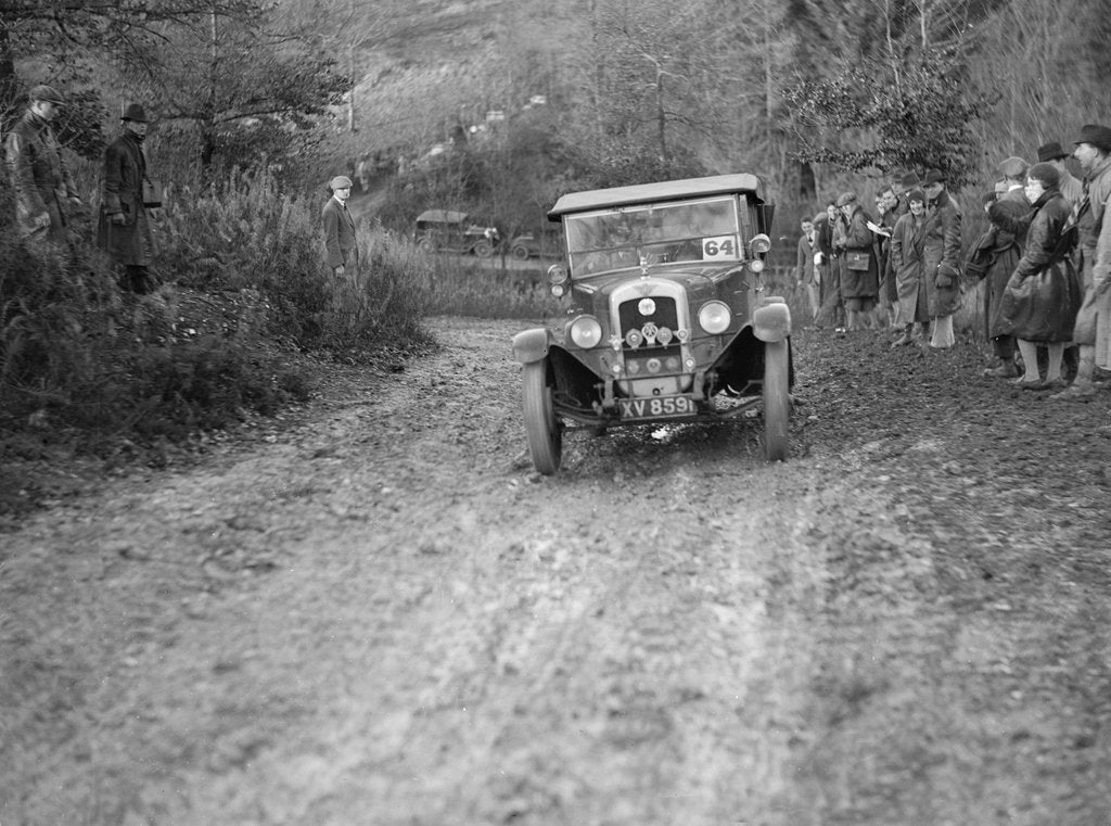 Detail of 1928 Austin 12/4 4-seater tourer taking part in the Inter-Varsity Trial, 1930 by Bill Brunell