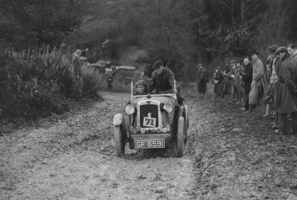 Detail of Austin 7 Boyd Carpenter 2-seater sports of E Stockvis taking part in the Inter-Varsity Trial, 1930 by Bill Brunell