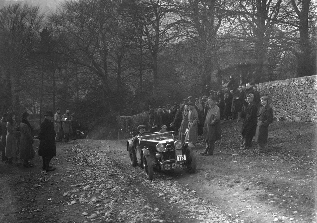 Detail of MG J2 of WH Haden climbing Nailsworth Ladder, Sunbac Colmore Trial, Gloucestershire, 1934 by Bill Brunell