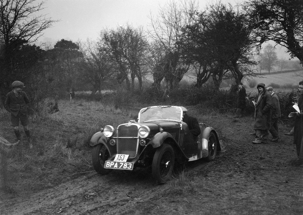Detail of Singer of L Sandford at the Sunbac Colmore Trial, near Winchcombe, Gloucestershire, 1934 by Bill Brunell